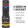 imageKlein Tools 32934 Impact Driver 9in1 SAE Impact Socket Set 4 Flip Sockets with 14 516 38 716 12 916 58 and 34Inch Nut Driver Sizes with Bit Holder 612Inch ShaftQuad Socket