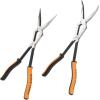 imageKlein Tools 71402 Needle Nose Pliers and Bent Nose Pliers Set Knurled Jaws Double Rivet Extended Reach for Tight Spaces 13Inch 2Piece