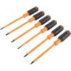 imageKlein Tools 85076INS Insulated Screwdriver Set Made in USA features 1000V Electricial Screwdrivers 3 Phillips and 2 Slotted and Square Tips 6Piece7Piece Set