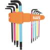 imageKlein Tools BLS18 Hex Key Wrench Set Color Coded SAE and Metric HeatTreated LStyle 116Inch to 38Inch and 15 mm to 10 mm 18PieceMetric
