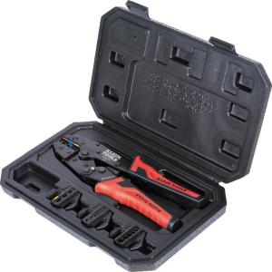 imageKlein Tools 3000CRKIT Ratchet Crimping Tool Set 4 Interchangeable Dies for Heat Shrink NonInsulated Insulated and Ferrule Terminal Connectors5Piece Crimping Kit