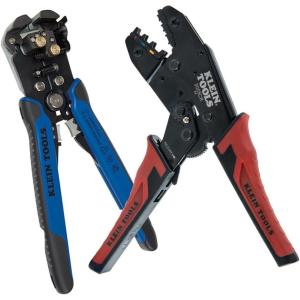 imageKlein Tools 3000CRKIT Ratchet Crimping Tool Set 4 Interchangeable Dies for Heat Shrink NonInsulated Insulated and Ferrule Terminal ConnectorsCrimper  Stripper Kit