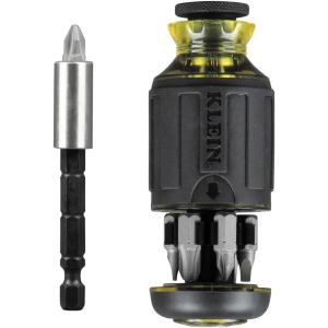 imageKlein Tools 32308 Multibit Stubby Screwdriver Impact Rated 8in1 Adjustable Magnetic Tool with Phillips Slotted Square and Nut DriverScrewdriver