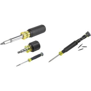 imageKlein Tools 32500MAG Magnetic MultiBit Screwdriver  Nut Driver 11in1 Multi Tool with 8 Bits 3 Nut Driver Sizes Cushion Grip Handle3Piece Kit