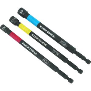 imageKlein Tools 32930 SAE Magnetic Impact Nut Setter Set 6Piece Color Coded Power Nut Driver with Extended Reach 6 SAE Sizes3Pack Nut Setter