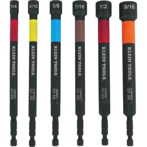 imageKlein Tools 32930 SAE Magnetic Impact Nut Setter Set 6Piece Color Coded Power Nut Driver with Extended Reach 6 SAE Sizes6Piece Nut Setter