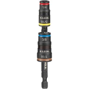 imageKlein Tools 32933 Impact Driver SAE 7in1 Impact Rated Socket Set 3 Flip Sockets with 6 Hex Driver Sizes and 14Inch Bit Holder 5Inch Shaft5in1