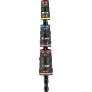 imageKlein Tools 32933 Impact Driver SAE 7in1 Impact Rated Socket Set 3 Flip Sockets with 6 Hex Driver Sizes and 14Inch Bit Holder 5Inch Shaft7in1