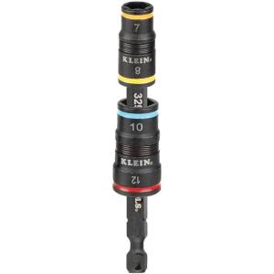 imageKlein Tools 32933M 6in1 Metric Impact Socket Set 3 Flip Sockets with 7 8 10 12 13 and 14 mm Nut Driver Sizes Impact Rated 5Inch Shaft4in1
