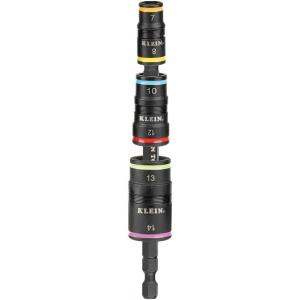 imageKlein Tools 32933M 6in1 Metric Impact Socket Set 3 Flip Sockets with 7 8 10 12 13 and 14 mm Nut Driver Sizes Impact Rated 5Inch Shaft6in1
