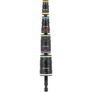 imageKlein Tools 32933M 6in1 Metric Impact Socket Set 3 Flip Sockets with 7 8 10 12 13 and 14 mm Nut Driver Sizes Impact Rated 5Inch Shaft8in1