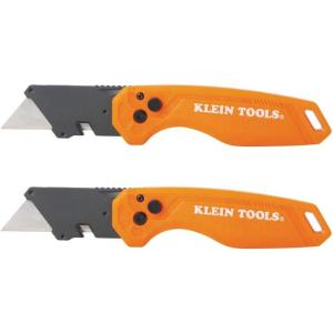 imageKlein Tools 44313 Folding FLICKBLADE Utility Knife with Side Release Button Compact Dual Locking Positions for Versatile Cutting Options 2Pack