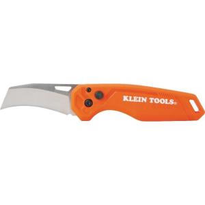 imageKlein Tools 44321 Folding Utility Pocket Knife Compact EDC with Hawkbill Knife Blade Button Lock Pocket Clip and Tether Hole