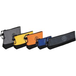 imageKlein Tools 55569 StandUp Zipper Bag Tool Pouch with Carabiners Reinforced Gusseted Bottoms Water Resistant 1680d MultiSize 5PackHOLSTER
