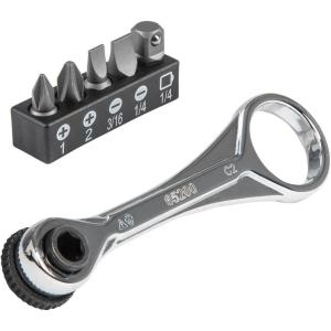imageKlein Tools 65200 Ratchet Set 5Piece Mini Ratchet Set with Phillips Slotted and Adapter for Other Socket Sizes For Tight SpacesRatchet Set