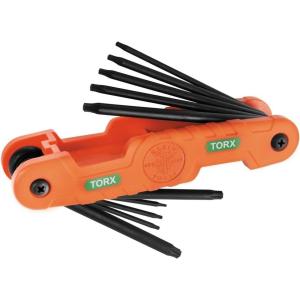 imageKlein Tools 70550 Hex Wrench Key Set 11 SAE Sizes Heavy Duty Folding Allen Wrench Tool with Extra Long Hex Keys10Key TORX