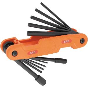 imageKlein Tools 70550 Hex Wrench Key Set 11 SAE Sizes Heavy Duty Folding Allen Wrench Tool with Extra Long Hex Keys11Key SAE