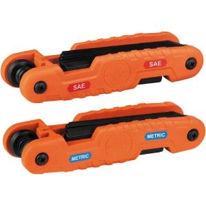 imageKlein Tools 70550 Hex Wrench Key Set 11 SAE Sizes Heavy Duty Folding Allen Wrench Tool with Extra Long Hex KeysSAE  Metric Kit