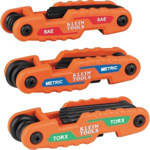imageKlein Tools 70550 Hex Wrench Key Set 11 SAE Sizes Heavy Duty Folding Allen Wrench Tool with Extra Long Hex KeysTORX  SAE  Metric Kit