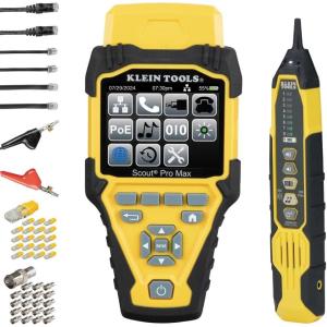 imageKlein Tools 80179 Scout Pro Max VDV Tester Set Network Cable Tester with Remote and Digital Tracing Probe for Coax Phone and RJ Connectors