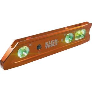 imageKlein Tools 935RB Torpedo Level 8Inch Billet Magnetic Level 0304590 Degree Vials VGroove Tapered Nose HighVisibility Vial and BodyLighted
