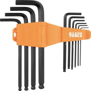 imageKlein Tools BLS22H Long BallEnd THandle Hex Key Wrench Set 22Key SAE and Metric 116Inch to 38Inch 15 to 10 mm10Piece Metric