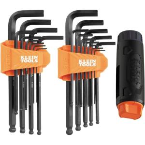 imageKlein Tools BLS22H Long BallEnd THandle Hex Key Wrench Set 22Key SAE and Metric 116Inch to 38Inch 15 to 10 mm22Piece SAE  Metric wHandle