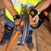 imageKlein Tools 51603 Iron Conduit Bender Full Assembly 12Inch EMT Wide Foot Pedal Benchmark Symbols and Angle Setter