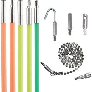 imageKlein Tools 50254 MultiFlex Glow Fish Rod with Splinter Guard Coating 5 Fish Rods with Bullet Nose Magnet Chain Attachments 25Foot25Foot