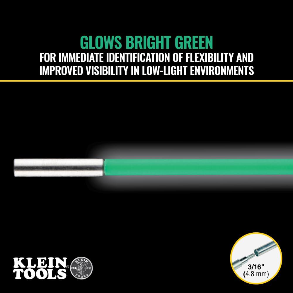 imageKlein Tools 50159 15Foot HiFlex Glow Fish Rod Set 3 532Inch Fiberglass Adapter Bullet Nose Attachments Splinter Guard Coating5Foot