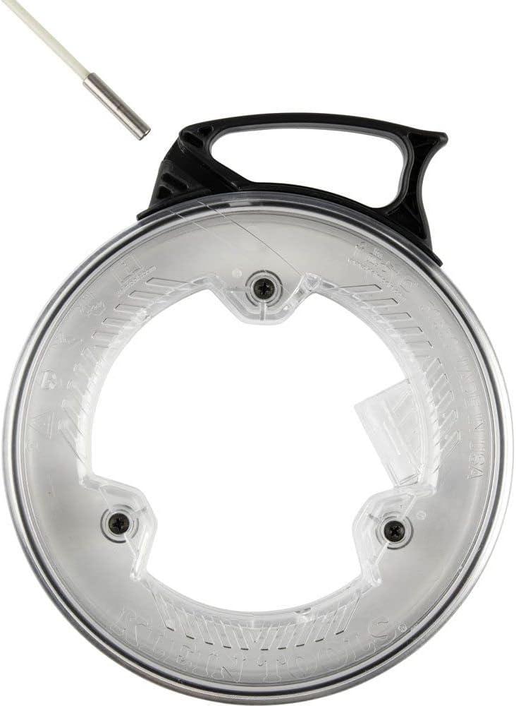imageKlein Tools 50550 GlowintheDark Fish Tape Made in USA Fiberglass with Nylon Tip and StainlessSteel Connector Ideal for Fish Rod 20Foot20foot Glow Fishtape