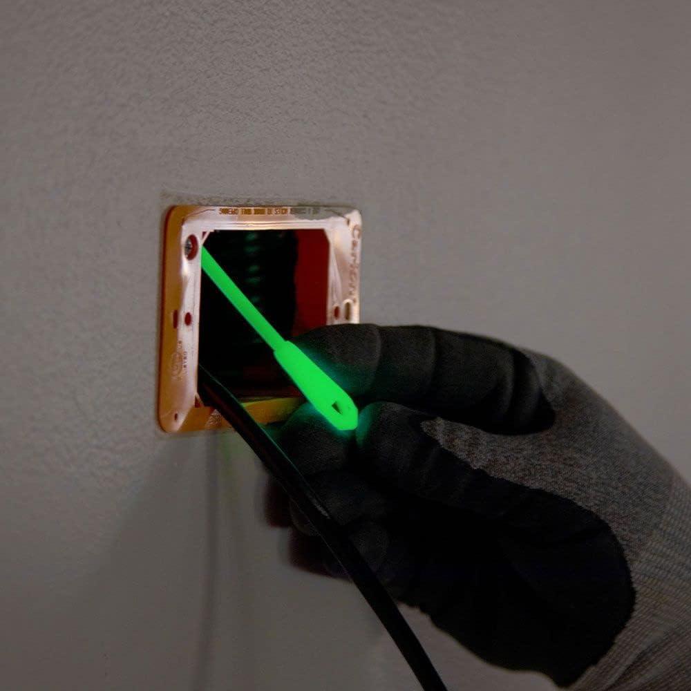 imageKlein Tools 50660 Glow In The Dark Fish Tape Fiberglass with Nylon Tip and StainlessSteel Connector for Fish Rod Attachments 40Foot20foot Glow Fishtape