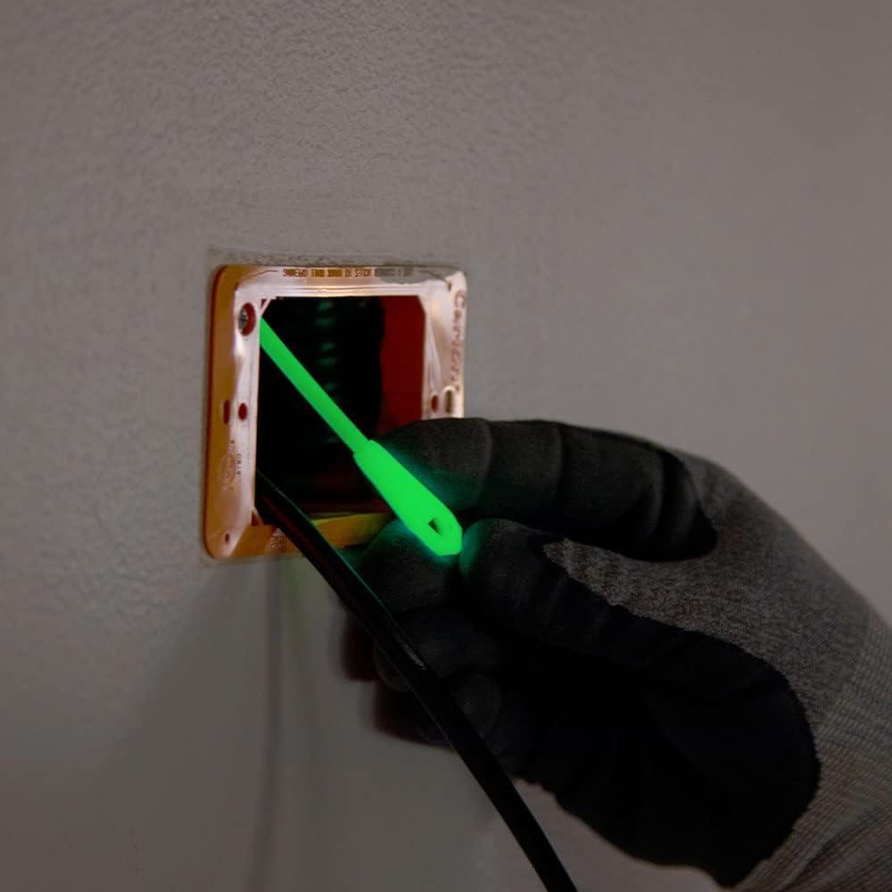 imageKlein Tools 50660 Glow In The Dark Fish Tape Fiberglass with Nylon Tip and StainlessSteel Connector for Fish Rod Attachments 40Foot40Foot Glow Fishtape