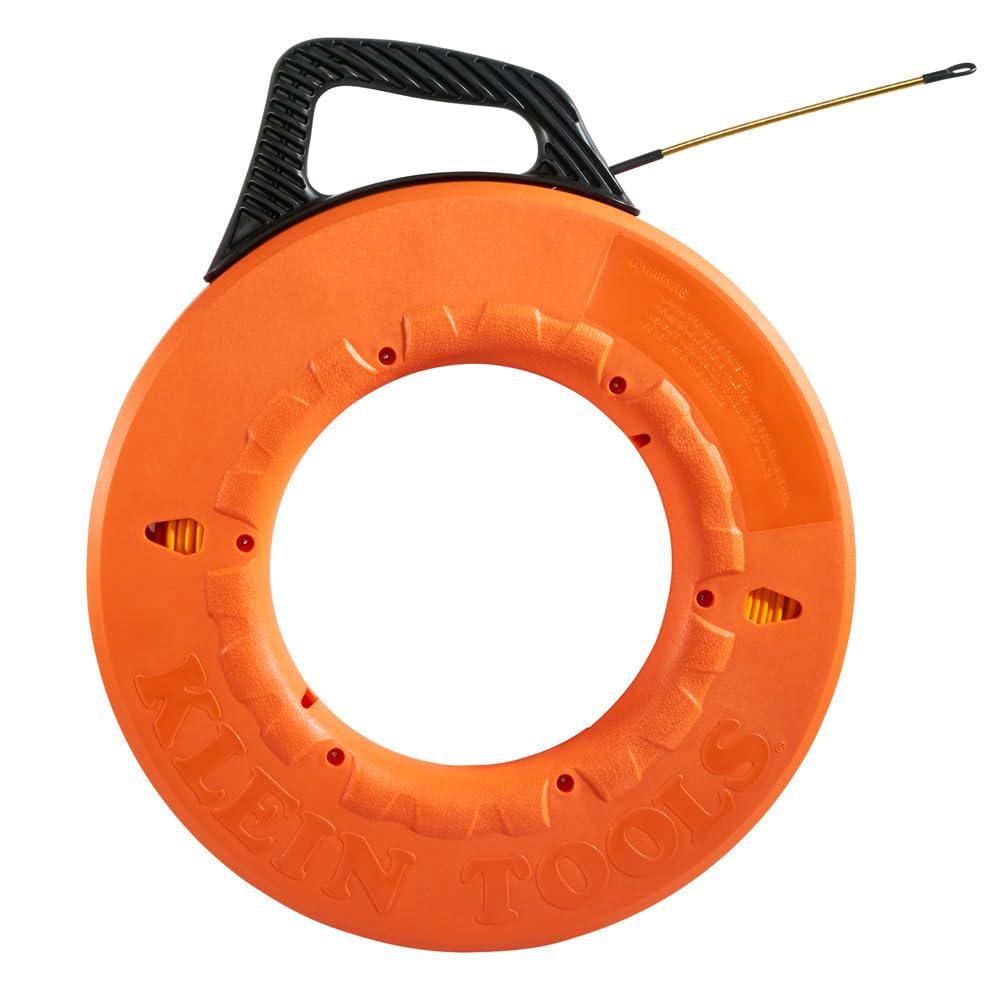 imageKlein Tools 56014 NonConductive Fish Tape Fiberglass Made in USA Flexible for Conduit Measuring as Pull Line 200Foot Long x 316Inch WideFiberglass