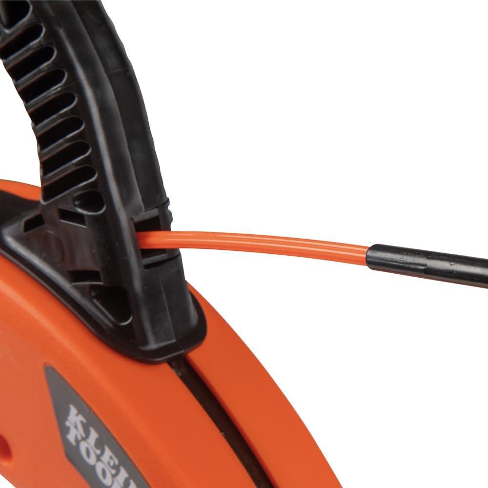imageKlein Tools 56351 NonConductive Electrical Fish Tape Fiberglass Wire Puller wSteel Leader Optimized Housing 100Foot x 316InchMultigroove