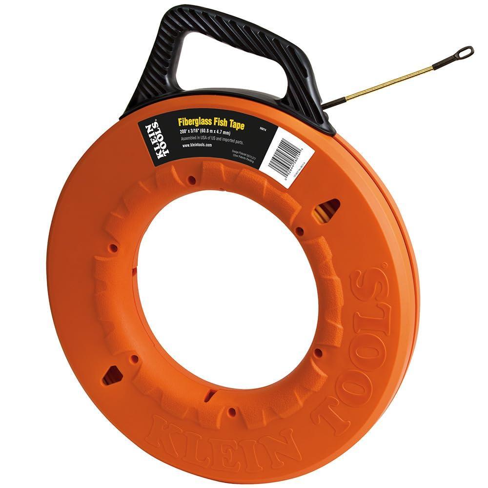 imageKlein Tools 56014 NonConductive Fish Tape Fiberglass Made in USA Flexible for Conduit Measuring as Pull Line 200Foot Long x 316Inch WideFiberglass