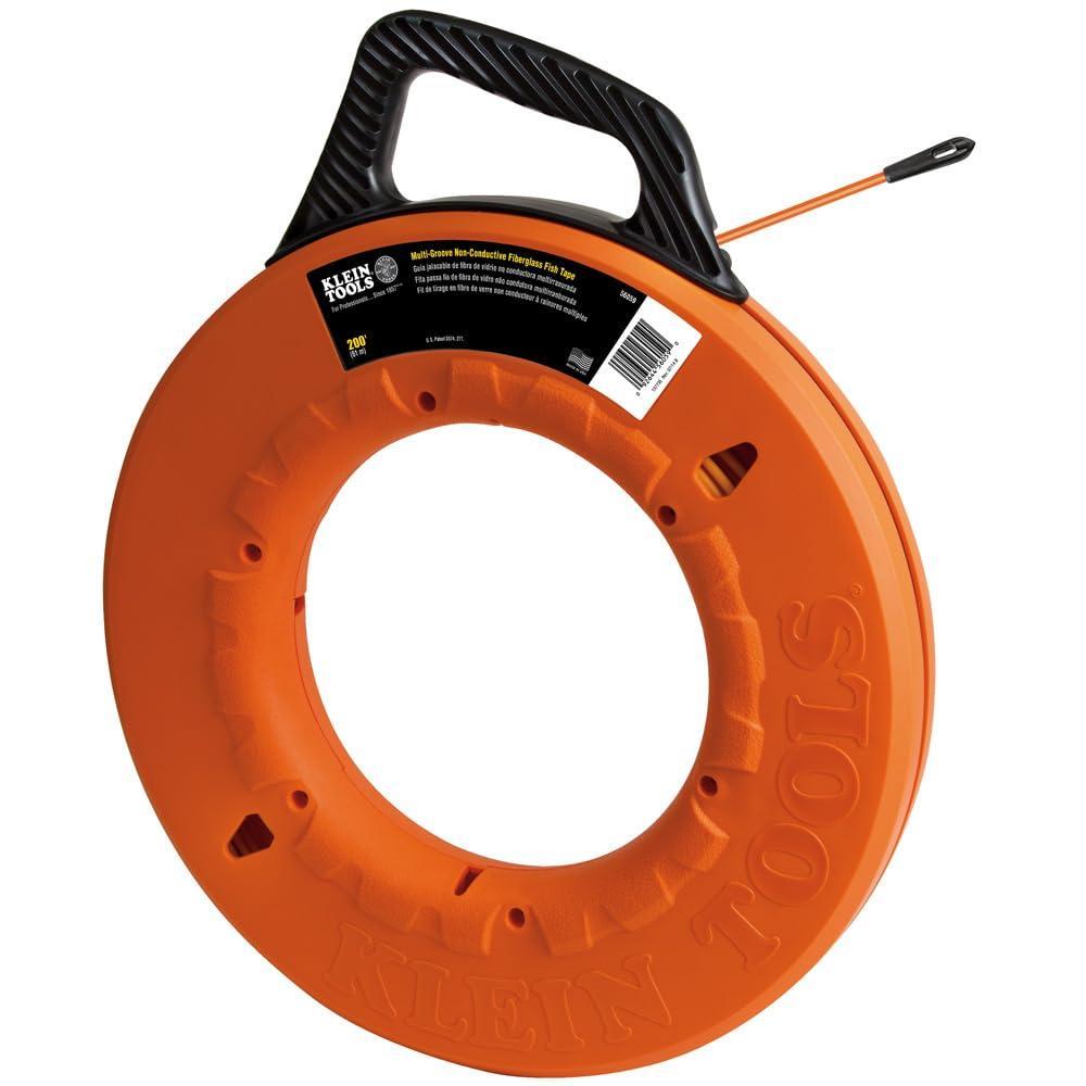 imageKlein Tools 56014 NonConductive Fish Tape Fiberglass Made in USA Flexible for Conduit Measuring as Pull Line 200Foot Long x 316Inch WideMultigroove