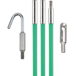 imageKlein Tools 50159 15Foot HiFlex Glow Fish Rod Set 3 532Inch Fiberglass Adapter Bullet Nose Attachments Splinter Guard Coating15Foot