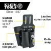 imageKlein Tools S5118PRS Leather Tool Holder with 3 Pockets for Pliers Folding Rule Screwdriver and Knife Snap Fits Belts up to 2Inch Wide