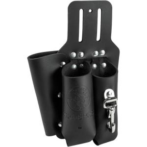 imageKlein Tools S5118PRS Leather Tool Holder with 3 Pockets for Pliers Folding Rule Screwdriver and Knife Snap Fits Belts up to 2Inch Wide