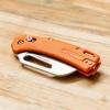 imageKlein Tools 44056 Pocket Knife Stainless Steel Hawkbill Blade for Cable Skinning and Line Work Bar Lock Orange Handle with Lanyard Hole