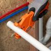 imageKlein Tools 50044 Ratcheting PVC Pipe Cutter Tool 114 Inch ID Cutting Capacity for PVC CPVC and PEX Pipes OneHanded Blade Retraction