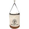 imageKlein Tools 5104 Canvas Bucket with Leather Bottom 12Inch Diameter 1 Pocket 100Pound Load Rated Utility Bucket NaturalZipper Closure