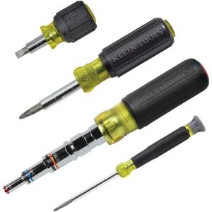 imageKlein Tools 32807MAG 7in1 Nut Driver Magnetic Driver has SAE Hex Nut Sizes 14 to 916Inch Cushion Grip Handle for Added Torque4Piece Driver Kit
