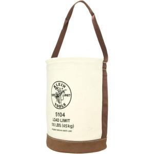 imageKlein Tools 5104 Canvas Bucket with Leather Bottom 12Inch Diameter 1 Pocket 100Pound Load Rated Utility Bucket NaturalStandard