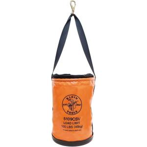 imageKlein Tools 5109S Canvas Bucket Straight Wall Tool Bucket Swivel with Swivel Snap 75Pound Load RatedTop Closing Vinyl with Swivel Snap Hook