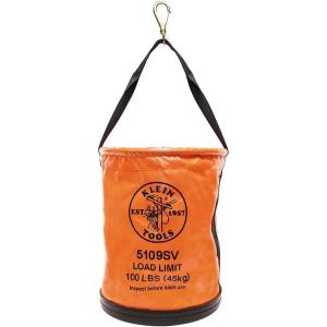imageKlein Tools 5109S Canvas Bucket Straight Wall Tool Bucket Swivel with Swivel Snap 75Pound Load RatedVinyl with Swivel Snap Hook