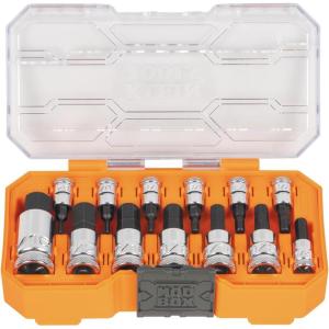 imageKlein Tools 65213TX TORX Bit Socket Set T8 toT60 14 38 and 12Inch Drives Premium CrV Steel MODBox Case 13PieceSAE
