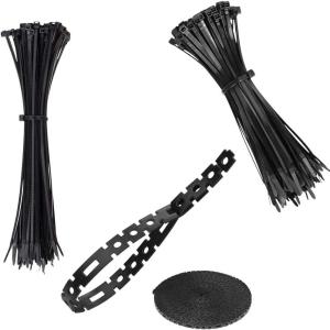 imageKlein Tools 80069 Cable Tie Kit Made in USA Set with 2 Packs of 100 Zip Ties 50Pound Tensile Strength 75Foot Cable Roll 3Piece