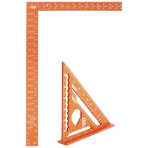 imageKlein Tools 9357SSQ Rafter Square 7Inch Double Laser Etched Aluminum MultiFunctional Carpenter Measuring Layout Tool Triangle Ruler for WoodworkingRafter and Framing Square Set